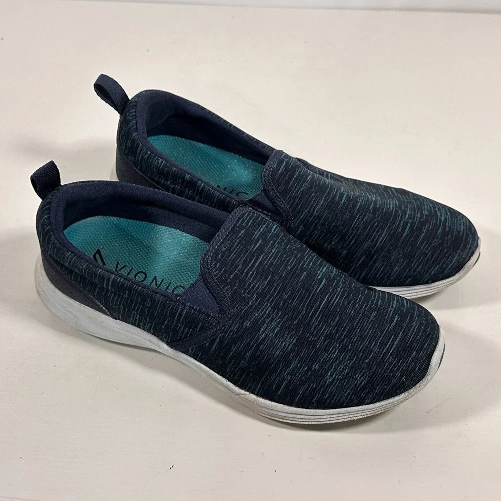 Vionic Kea Blue Fabric Comfort Shoes Women Size 8